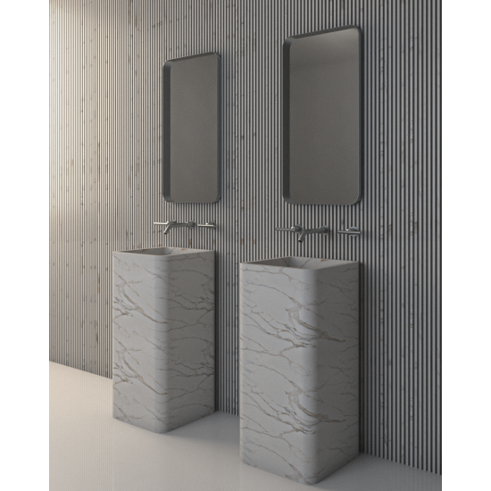 Κρεμαστός Καθρέπτης Iron Curved Wall Slim 42x80 εκ. με Led White (Λευκός)